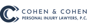 Logo for Cohen & Cohen Personal Injury Lawyers, P.C. featuring a stylized C symbol on the left and the company name in bold, uppercase letters to the right.