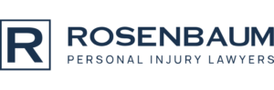 Logo for Rosenbaum Personal Injury Lawyers, featuring a large dark blue R inside a square on the left, with ROSENBAUM and PERSONAL INJURY LAWYERS to the right in uppercase dark blue text.